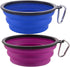Guardians Large Collapsible Dog Bowls, 34oz Portable Travel Water Food Bowls, 2 Pack in Blue and Purple