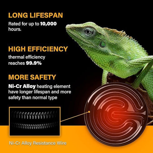 150W 2-Pack Bulbs HealSmart Reptile Heat Lamp Ceramic Heat Emitter, No Light Emitting Heat for Amphibian Pet Brooder
