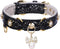 PetsHome Bling Rhinestones Cat Collar, PU Leather Adjustable Pet Collar with Luxury Pendant for Extra Small Dog and
