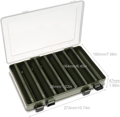 OriGlam Double Sided Fishing Tackle Box Organizer, 14 Compartments for Fishing Lures, Bait Storage, Jewelry Beads