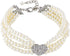 Dogs Kingdom 4 Rows Bling Rhinestone Heart Decor Collar Necklace, Dog Cat Pearls Necklace, White, M:10-12" Neck