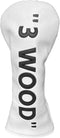 Golf Club Headcover - Premium PU Leather Driver and Fairway Wood Headcover, White with Black Golf Accessory