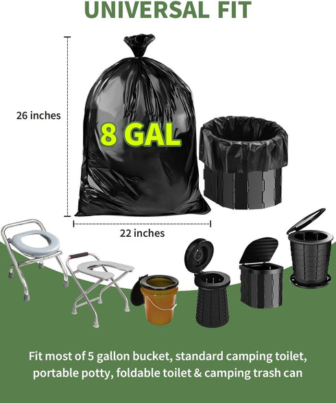 50 8 5 1.1 Portable Toilet Bags, Thick Biodegradable Camping Toilet Bags for Portable Potty, Gal Compost Toilet Waste