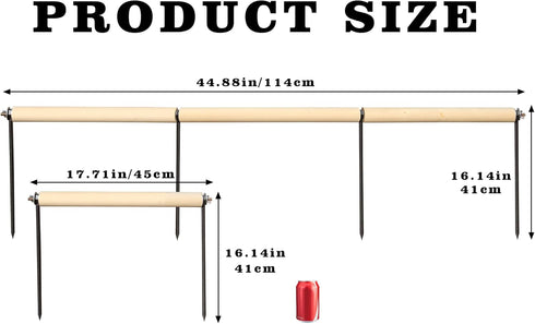 MinrzPet Chicken Coop Accessories, Extra Long Wooden Chicken Roosting Perch with Metal Stakes, Roosting Bars