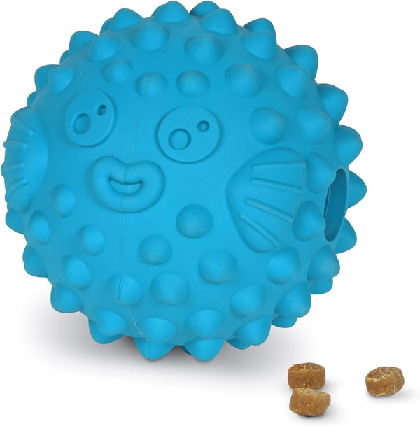Brightkins Tough & Tumble Treat Dispenser Large Pufferfish - Interactive Dog Puzzle Toy for All Breeds
