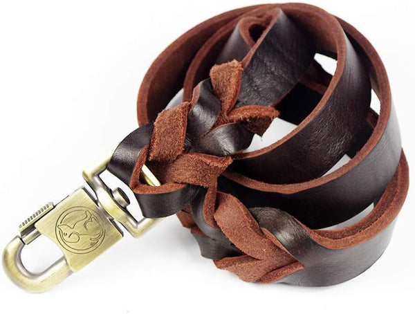 Leather Braided Dog Leash, Water Resistant Heavy Duty Woven Leash for Large, Medium, Small Dog Breeds with Lock Design