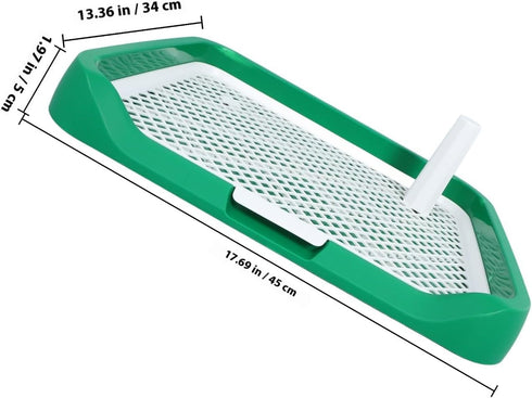 Indoor Dog Potty Tray with Raised Mesh Grate, Portable Small to Medium Dog Bedpan for Puppy Training and Indoor