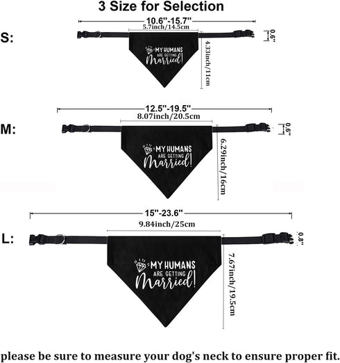 My Humans are Getting Married Dog Bandana Collar, Engagement Gift, Wedding Photo Prop, Pet Accessories (Small, Black)