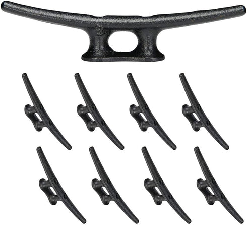 8" Dock Cleat | Weatherproof Electrophoretic Coated Cast Iron 8 Inch Black