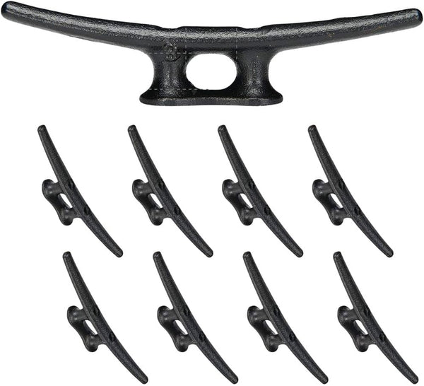 8" Dock Cleat | Weatherproof Electrophoretic Coated Cast Iron 8 Inch Black