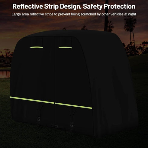 Golf Cart Cover Fits EZGO, Club Car, Yamaha Most 4 Passenger/2 Passenger, Upgrade Reflective Strips, All Weather