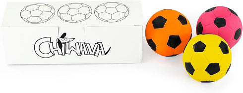 CHIWAVA 3PCS 2.7'' Squeak Latex Dog Toy, Football Chew Fetch Ball for Medium Dogs, Interactive Play