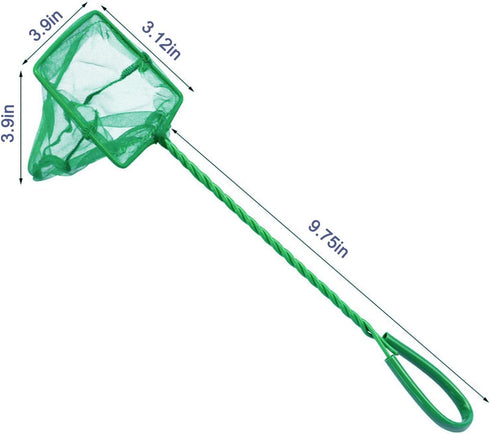 2 Pack Aquarium Fish Nets - DSSPORT 4 Inch Small Mesh Catch Nets with Plastic Handle, Pine Green