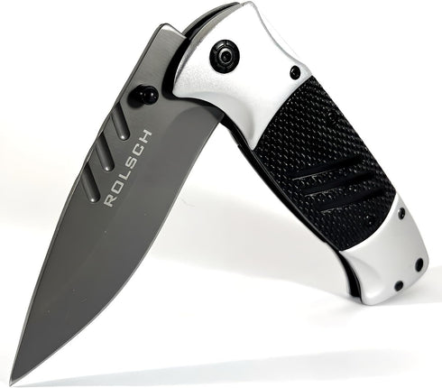 Spring Assisted Folding Pocket Knife - Tactical EDC Survival Knife for Men with Aluminum Handle, Stainless Steel Blade,