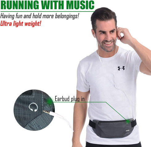 USHAKE Running Belt, Ultra Light Bounce Free Waist Pouch Bag for Men or Women, Fitness Workout Belt for iPhone