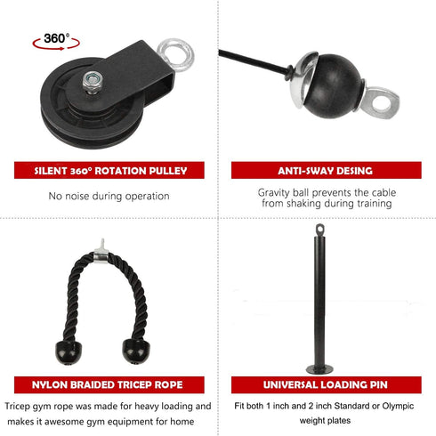 LFJ LAT Pull Down and Lift Weight Pulley System, Cable Machine Pulley Attachment for Home Gym Equipment