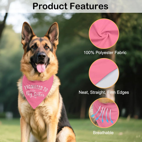 ZBBFSCSB Promoted to Big Sister Pink Dog Bandana, Photoshoot Prop Accessory for Pregnancy Announcement Birthday Party