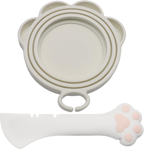 HARSKIYER Set 2, Cat Food Cover and Spatula of Multi-Functional Pet Food Can Lids and Serving Utensil for Wet and Dry