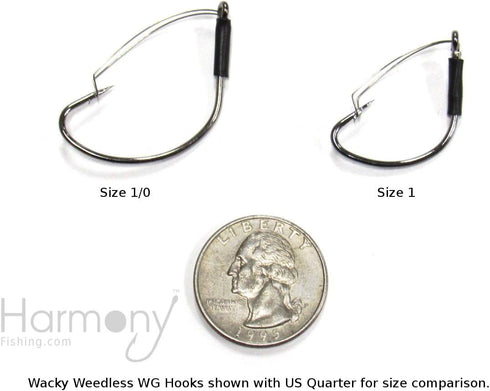 Harmony Fishing - Razor Series Wacky Weedless WG Hooks - Ultimate Bass Fishing Hooks for Wacky & Neko Rig