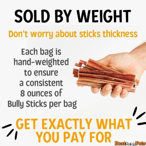 6Inch 8 oz Best For My Pets OdorFree Beef Bully Sticks, Bag - SingleIngredient, LongLasting Natural Dental Dog Chews