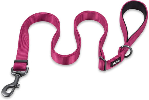Hyhug Pets Premium Adjustable Leash - 4 to 6 Feet Durable Nylon with Soft Neoprene Handle for Young Dogs, Rose Red Pink