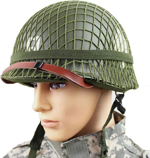 WW2 US Army M1 Helmet, Metal Steel Shell Replica, WW2 Gear, Uniform with Net/Canvas Chin Strap, DIY Painting