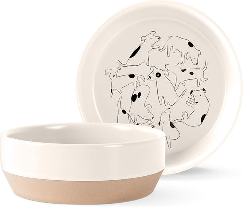 Fringe Studio Nosey Dog Spot Medium Pet Bowl (479001) Natural Stoneware