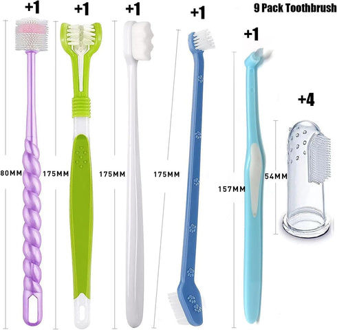 URMYONLY 360 Dog Toothbrush, Degree Finger Toothbrushes, Triple Head Toothbrushes, Double Head Toothbrush,Cleaning