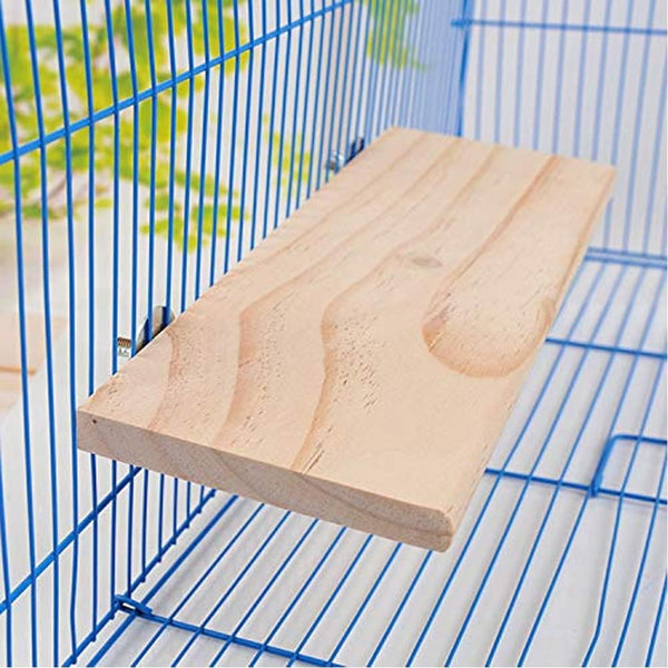 Large Wood Perch Platform Stand Shelf for Birds - Budgie, Parakeet, Cockatiel, Conure, Cockatoo, Macaw