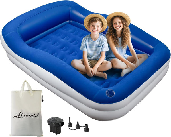 Inflatable Toddler Travel Bed Portable Toddler Bed with Safety Bumpers, Toddler Floor