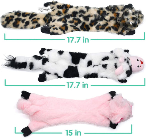 SHARLOVY Dog Squeaky Toys, 3 Pack No Stuffing Crinkle Plush Toys for Small Breeds and Puppies