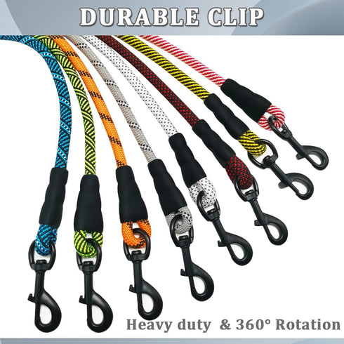 MayPaw Heavy Duty Rope Dog Leash, 3/4/5/6/7/8/10/12/15 FT Nylon Leash with Soft Padded Handle for Large Medium Dogs,