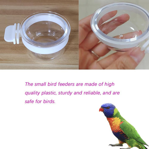 8 Pcs Small Bird Removable Transparent Bowl, Parrot Food Feeder with Small Food Cups for Canary Finch Parrot Small