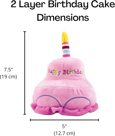 Midlee 2 Layer Birthday Cake Dog Toy - 7" Tall, Pink