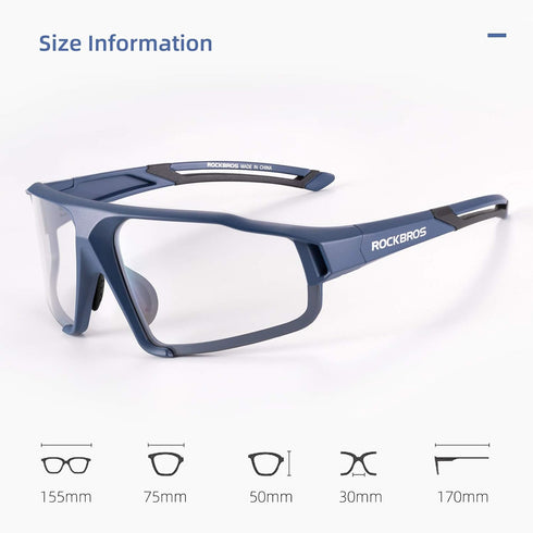 ROCKBROS Photochromic Cycling Glasses for Men, Clear Safety Glasses for Road Mountain Bike Bicycle