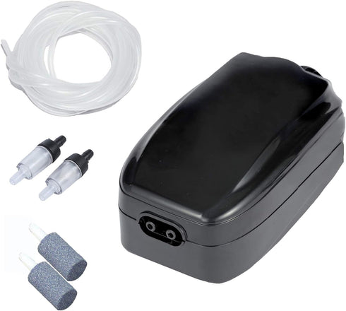 AQUANEAT Aquarium Air Pump, Fish Tank Oxygen Aerator with Airline Tubing, Air Stone, Air Bubbler, Check Valve
