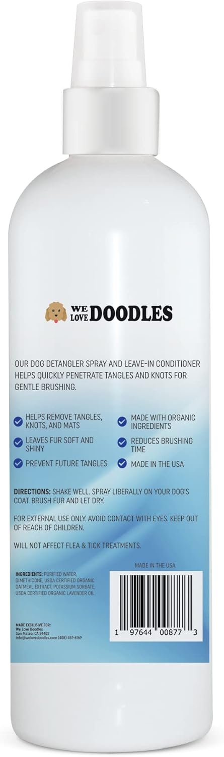 We Love Doodles Dog Detangler Spray - Leave-in Conditioner for Dogs, Dematting Spray, Tangle Remover - Made in The USA,