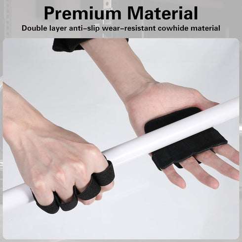 LLOUSSAK Gym Gloves for Men Weight Lifting, Four-Finger Leather Pull Up Gloves, Anti-Slip Men's Weightlifting Glove