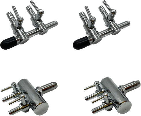 4 Pcs 2-Way Aquarium Air Splitter, Stainless Steel Pump Lever Flow Control Valve for Fish Tank