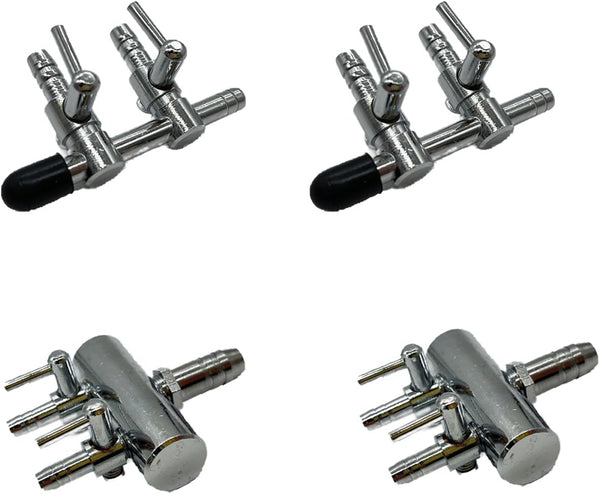 4 Pcs 2-Way Aquarium Air Splitter, Stainless Steel Pump Lever Flow Control Valve for Fish Tank