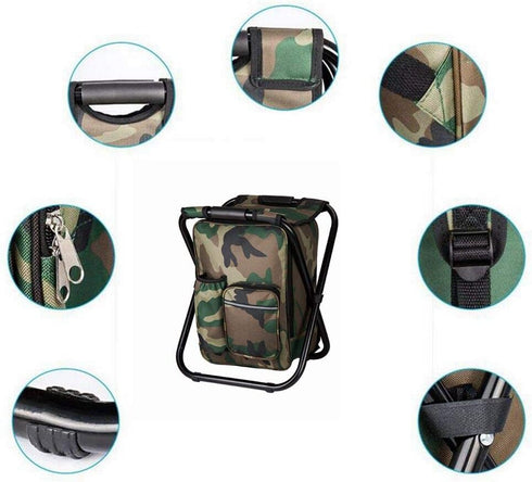 FCFKUK Backpack, Bright starl Multifunction Folding Cooler and Stool Hiking Camouflage Seat Table Bag Camping Gear