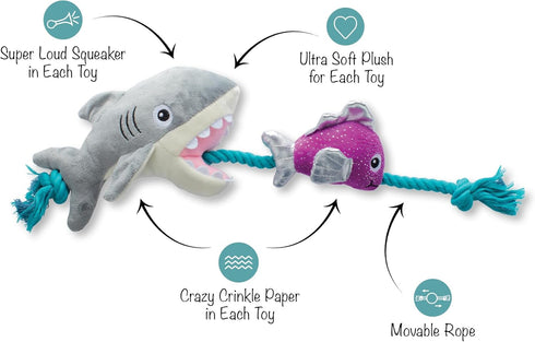 Fringe Studio Plush Dog Toy, Shark Bait, Pet Shop Collection (314289)