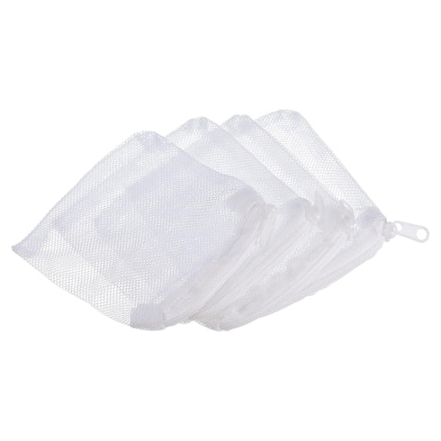 PATIKIL 4 Pack Aquarium Filter Media Bags 10x10cm, White Mesh Bags with Zipper for Fish Tank