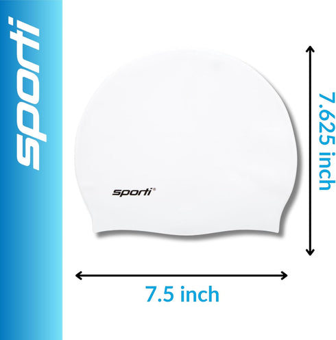 Sporti Silicone Swim Cap for Women and Men, Adult, Lightweight, Non-Slip, Protects Hair