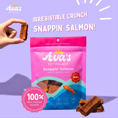 Avas Pet Palace Snappin Salmon Air-Dried Wild-Caught Salmon Jerky Dog Treats | Sustainable, High-Protein