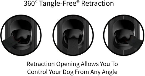 TUG Monochrome Tiny 360° Tangle-Free Retractable Dog Leash, 10 ft Strong Nylon Tape (Tiny, Black)