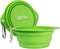Mighty Paw Travel Dog Bowl Set, Silicone Food & Water Bowls, Bonus Carabiner Clip, Lightweight, Leak-Proof, Green