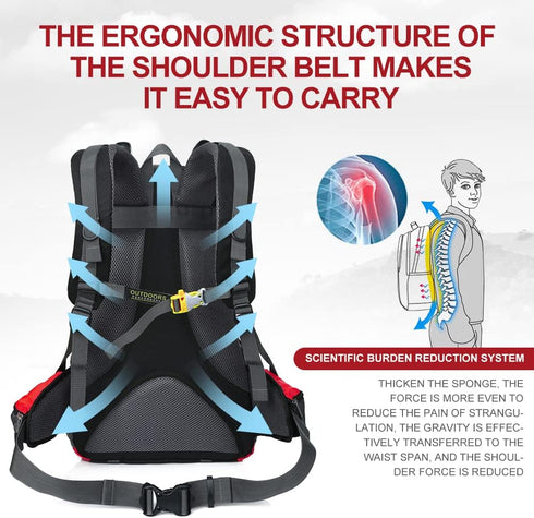 INOXTO 35L/40L Lightweight Hiking Daypack with Waterproof Rain Cover for Outdoor Travel Camping Men Women