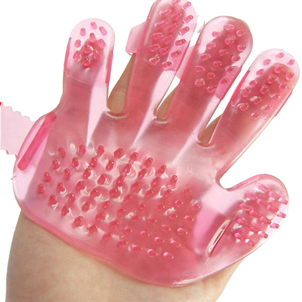 POPETPOP Palm Shaped Pet Bath Brush, Five Finger Massage Brush for Dogs, Pet Grooming Brush