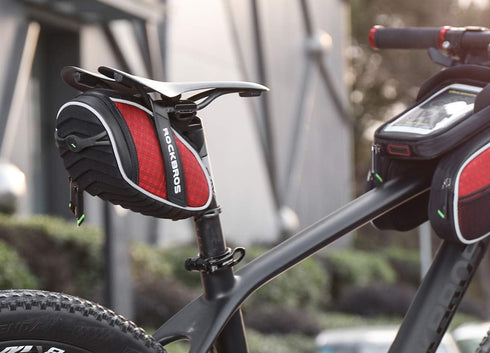 ROCKBROS Bicycle Saddle Bag - 3D Shell Under Seat Cycling Seat Pack for Mountain Road Bike - Red